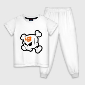 Детская пижама хлопок с принтом Ken Block Skull , 100% хлопок |  брюки и футболка прямого кроя, без карманов, на брюках мягкая резинка на поясе и по низу штанин
 | антибренд | кости | череп