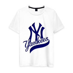 Мужская футболка хлопок с принтом NY - Yankees , 100% хлопок | прямой крой, круглый вырез горловины, длина до линии бедер, слегка спущенное плечо. | new york yankees | swag | нью йорк янкис | сваг | свэг