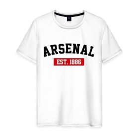 Мужская футболка хлопок с принтом FC Arsenal Est. 1886 , 100% хлопок | прямой крой, круглый вырез горловины, длина до линии бедер, слегка спущенное плечо. | арсенал