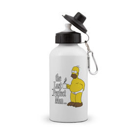 Бутылка спортивная с принтом Homer (The Last Perfect Man...) , металл | емкость — 500 мл, в комплекте две пластиковые крышки и карабин для крепления | гомер