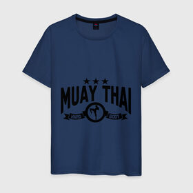 Мужская футболка хлопок с принтом Muay thai boxing (Тайский бокс) , 100% хлопок | прямой крой, круглый вырез горловины, длина до линии бедер, слегка спущенное плечо. | Тематика изображения на принте: муай тай