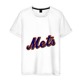Мужская футболка хлопок с принтом Mets , 100% хлопок | прямой крой, круглый вырез горловины, длина до линии бедер, слегка спущенное плечо. | Тематика изображения на принте: baseball | mets | new york mets | бейсбол | нью йорк метс | спорт