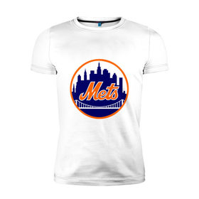 Мужская футболка премиум с принтом New York Mets , 92% хлопок, 8% лайкра | приталенный силуэт, круглый вырез ворота, длина до линии бедра, короткий рукав | Тематика изображения на принте: baseball | mets | new york mets | бейсбол | нью йорк метс | спорт