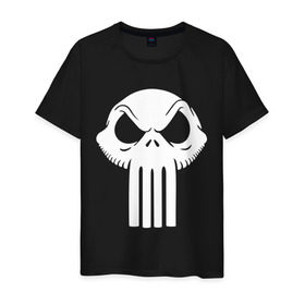Мужская футболка хлопок с принтом Череп скелетон , 100% хлопок | прямой крой, круглый вырез горловины, длина до линии бедер, слегка спущенное плечо. | skull | череп