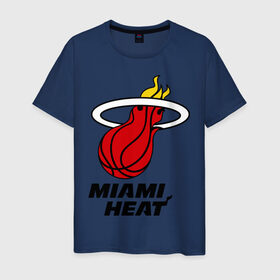 Мужская футболка хлопок с принтом Miami Heat-logo , 100% хлопок | прямой крой, круглый вырез горловины, длина до линии бедер, слегка спущенное плечо. | basketball | nba | баскетболл | лого баскетбольных клубов | майами | нба