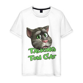 Мужская футболка хлопок с принтом Talking Tom Cat , 100% хлопок | прямой крой, круглый вырез горловины, длина до линии бедер, слегка спущенное плечо. | Тематика изображения на принте: говорящий кот том | игровые приложения | игры