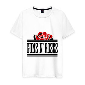 Мужская футболка хлопок с принтом Guns n roses red , 100% хлопок | прямой крой, круглый вырез горловины, длина до линии бедер, слегка спущенное плечо. | guns and roses | rock | ганс н роуз | музыка | рок