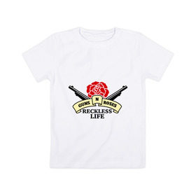 Детская футболка хлопок с принтом GNR reckless life , 100% хлопок | круглый вырез горловины, полуприлегающий силуэт, длина до линии бедер | guns and roses | guns n roses | rock | ганс н роуз | музыка | рок