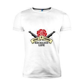 Мужская футболка премиум с принтом GNR reckless life , 92% хлопок, 8% лайкра | приталенный силуэт, круглый вырез ворота, длина до линии бедра, короткий рукав | guns and roses | guns n roses | rock | ганс н роуз | музыка | рок