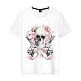Мужская футболка хлопок с принтом Sex Drugs Guns n roses , 100% хлопок | прямой крой, круглый вырез горловины, длина до линии бедер, слегка спущенное плечо. | guns and roses | rock | ганс н роуз | музыка | рок