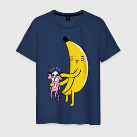 Мужская футболка хлопок с принтом Мстительный банан , 100% хлопок | прямой крой, круглый вырез горловины, длина до линии бедер, слегка спущенное плечо. | bananes | мартышка | обезьяна | фрукты