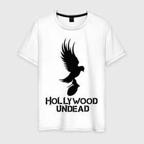 Мужская футболка хлопок с принтом Hollywood Undead , 100% хлопок | прямой крой, круглый вырез горловины, длина до линии бедер, слегка спущенное плечо. | hollywood undead | undead | птица с гранатой | рок реп группа hollywood undead