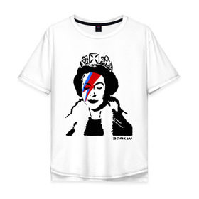 Мужская футболка хлопок Oversize с принтом Елизавета вторая , 100% хлопок | свободный крой, круглый ворот, “спинка” длиннее передней части | banksy | английская королева | англия | бенкси | бэнкси | великобритания | графити | граффити | королева | стрит арт | стритарт