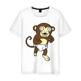 Мужская футболка хлопок с принтом Педообезьяна (pedomonkey) , 100% хлопок | прямой крой, круглый вырез горловины, длина до линии бедер, слегка спущенное плечо. | животное | зверь | интернет приколы | мемы | педобир | педомедведь
