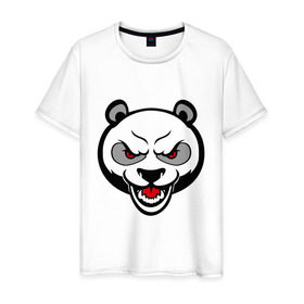 Мужская футболка хлопок с принтом Angry panda - злая панда , 100% хлопок | прямой крой, круглый вырез горловины, длина до линии бедер, слегка спущенное плечо. | панда