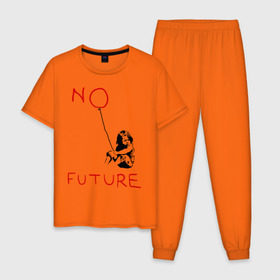 Мужская пижама хлопок с принтом No future Banksy , 100% хлопок | брюки и футболка прямого кроя, без карманов, на брюках мягкая резинка на поясе и по низу штанин
 | banksy | бэнкси | графити | граффити | стрит арт