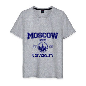 Мужская футболка хлопок с принтом MGU Moscow University , 100% хлопок | прямой крой, круглый вырез горловины, длина до линии бедер, слегка спущенное плечо. | вуз | институт | мгу | студенческие | университет