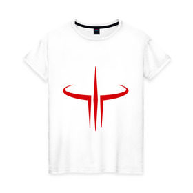 Женская футболка хлопок с принтом Quake logo , 100% хлопок | прямой крой, круглый вырез горловины, длина до линии бедер, слегка спущенное плечо | quake | игры | квейк | компьютерные игры