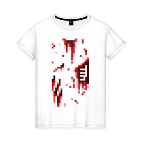 Женская футболка хлопок с принтом Пиксельные раны , 100% хлопок | прямой крой, круглый вырез горловины, длина до линии бедер, слегка спущенное плечо | 8 bit | 8 бит | кровотечение | кровь | пиксель | ранение | раны