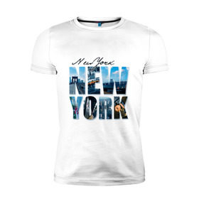 Мужская футболка премиум с принтом Надпись NY , 92% хлопок, 8% лайкра | приталенный силуэт, круглый вырез ворота, длина до линии бедра, короткий рукав | Тематика изображения на принте: new york | ny | nyc | urban | город | города | нью йорк | урбан