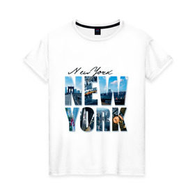 Женская футболка хлопок с принтом Надпись NY , 100% хлопок | прямой крой, круглый вырез горловины, длина до линии бедер, слегка спущенное плечо | Тематика изображения на принте: new york | ny | nyc | urban | город | города | нью йорк | урбан