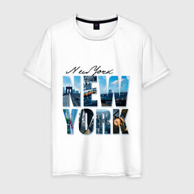 Мужская футболка хлопок с принтом Надпись NY , 100% хлопок | прямой крой, круглый вырез горловины, длина до линии бедер, слегка спущенное плечо. | Тематика изображения на принте: new york | ny | nyc | urban | город | города | нью йорк | урбан