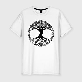 Мужская футболка премиум с принтом Дерево Жизни , 92% хлопок, 8% лайкра | приталенный силуэт, круглый вырез ворота, длина до линии бедра, короткий рукав | дерево | древо жизни | дуб | узоры