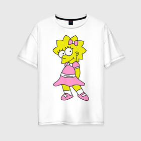 Женская футболка хлопок Oversize с принтом Лиза милашка , 100% хлопок | свободный крой, круглый ворот, спущенный рукав, длина до линии бедер
 | liza | simpsons | мультики | мультфильмы | симпсоны