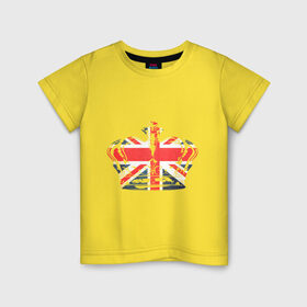 Детская футболка хлопок с принтом Корона, флаг Британии , 100% хлопок | круглый вырез горловины, полуприлегающий силуэт, длина до линии бедер | Тематика изображения на принте: dtg | england | англия | британия | британский флаг | великобритания | прикольные картинки