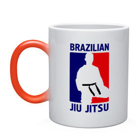 Кружка хамелеон с принтом Джиу-джитсу (Jiu jitsu) , керамика | меняет цвет при нагревании, емкость 330 мл | brazilian | бой | джиу джитсу | карате | черный пояс