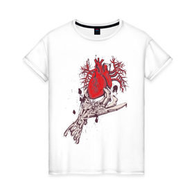 Женская футболка хлопок с принтом Механическое сердце , 100% хлопок | прямой крой, круглый вырез горловины, длина до линии бедер, слегка спущенное плечо | любовь | сердце | сердце в руке