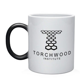 Кружка хамелеон с принтом Torchwood Institute , керамика | меняет цвет при нагревании, емкость 330 мл | doctor | doctor who | torchwood | доктор | доктор кто | торчвуд