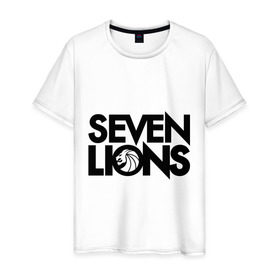 Мужская футболка хлопок с принтом 7 Lions , 100% хлопок | прямой крой, круглый вырез горловины, длина до линии бедер, слегка спущенное плечо. | seven lions | лев | львы | семь | семь львов