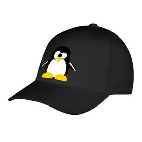 Бейсболка с принтом Битовый пингвин Linux , 100% хлопок | классический козырек, металлическая застежка-регулятор размера | Тематика изображения на принте: админам | компьютерные | линукс | операционная система | ос