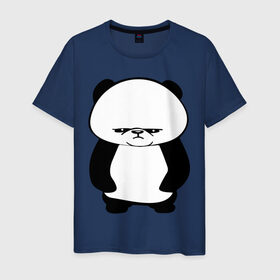 Мужская футболка хлопок с принтом Серьезная панда. , 100% хлопок | прямой крой, круглый вырез горловины, длина до линии бедер, слегка спущенное плечо. | панда