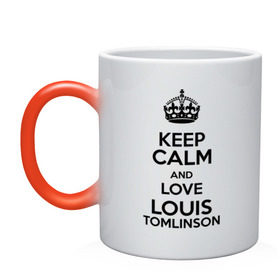 Кружка хамелеон с принтом Keep calm and love Louis Tomlinson , керамика | меняет цвет при нагревании, емкость 330 мл | 1d | keep calm | louis tomlinson | music | one direction | луи томлинсон