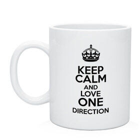 Кружка с принтом Keep calm and love One Direction , керамика | объем — 330 мл, диаметр — 80 мм. Принт наносится на бока кружки, можно сделать два разных изображения | Тематика изображения на принте: 1d | keep calm | love one direction | music | one direction