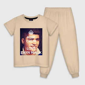 Детская пижама хлопок с принтом Keep calm and love Zayn Malik , 100% хлопок |  брюки и футболка прямого кроя, без карманов, на брюках мягкая резинка на поясе и по низу штанин
 | 1d | keep calm | music | one direction | zayn malik | зейн малик