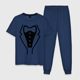 Мужская пижама хлопок с принтом Класcический смокинг , 100% хлопок | брюки и футболка прямого кроя, без карманов, на брюках мягкая резинка на поясе и по низу штанин
 | Тематика изображения на принте: 