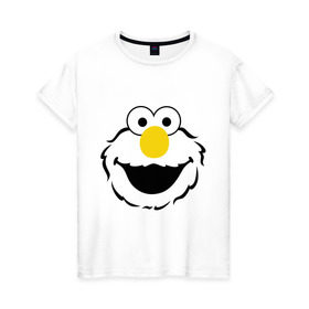 Женская футболка хлопок с принтом Sesame Street Elmo Big Smile , 100% хлопок | прямой крой, круглый вырез горловины, длина до линии бедер, слегка спущенное плечо | cookie monster | elmo | sesame street | улица сезам