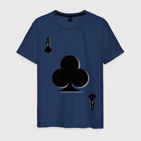 Мужская футболка хлопок с принтом Крестовый туз , 100% хлопок | прямой крой, круглый вырез горловины, длина до линии бедер, слегка спущенное плечо. | игральные карты | карты | крести | покер | туз