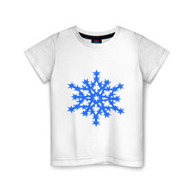 Детская футболка хлопок с принтом Колючая снежинка , 100% хлопок | круглый вырез горловины, полуприлегающий силуэт, длина до линии бедер | звезда | звездочки | колючая снежинка | снежинка