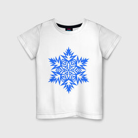 Детская футболка хлопок с принтом Остроугольная снежинка , 100% хлопок | круглый вырез горловины, полуприлегающий силуэт, длина до линии бедер | зима | новый год | остроугольная снежинка | свет | снежинка