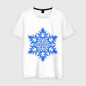 Мужская футболка хлопок с принтом Остроугольная снежинка , 100% хлопок | прямой крой, круглый вырез горловины, длина до линии бедер, слегка спущенное плечо. | зима | новый год | остроугольная снежинка | свет | снежинка