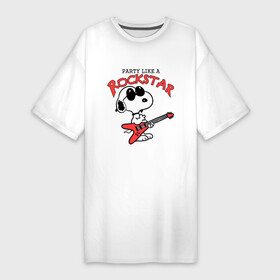 Платье-футболка хлопок с принтом Snoopy Rockstar ,  |  | Тематика изображения на принте: гитара