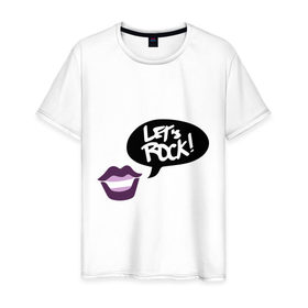 Мужская футболка хлопок с принтом Let`s rock , 100% хлопок | прямой крой, круглый вырез горловины, длина до линии бедер, слегка спущенное плечо. | 