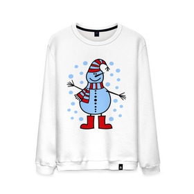 Мужской свитшот хлопок с принтом Веселый снеговик , 100% хлопок |  | Тематика изображения на принте: веселый снеговик | зима | новый год | снег | снеговик | снежинки