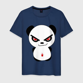 Мужская футболка хлопок с принтом Злая панда , 100% хлопок | прямой крой, круглый вырез горловины, длина до линии бедер, слегка спущенное плечо. | панда