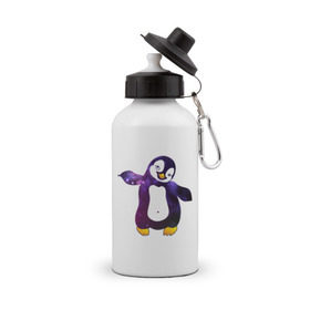 Бутылка спортивная с принтом Пингвин просто космос , металл | емкость — 500 мл, в комплекте две пластиковые крышки и карабин для крепления | пингвин