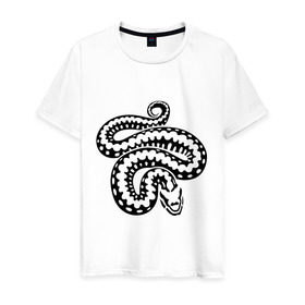 Мужская футболка хлопок с принтом Силуэт змеи , 100% хлопок | прямой крой, круглый вырез горловины, длина до линии бедер, слегка спущенное плечо. | Тематика изображения на принте: животные | змеиная кожа | змея | прикольные картинки | силуэт змеи